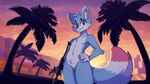 aircraft airplane anthro blue_body blue_fur building city city_background cloud detailed_background dipstick_tail femboy fluffy fluffy_tail fur gun hotel male markings miami palm_tree pink_eyes pink_tail_tip plant ranged_weapon smile solo standing submachine_gun sunset tail tail_markings tree uzi vehicle weapon noxy_uwu grand_theft_auto grand_theft_auto:_vice_city grand_theft_auto_v rockstar_games umkashka canid canine canis domestic_cat domestic_dog felid feline felis fox mammal wolf 16:9 hi_res wallpaper widescreen