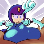 armor big_breasts blue_eyes breast_play breasts bulge duo erection female genitals headgear heart_symbol helmet huge_breasts machine male male/female not_furry penis sex titfuck titfuck_under_clothes fupoo capcom mega_man_(series) megaman_(classic) splash_woman human mammal robot 1:1 low_res