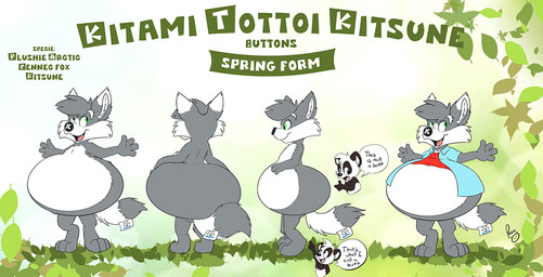 anthro belly big_belly blue_clothing blue_topwear bottomless button_nose clothed clothing dipstick_ears dipstick_tail duo ear_markings front_view fur green_eyes grey_body grey_fur grey_hair hair male male_anthro markings multicolored_ears open_mouth open_smile plushie rear_view red_clothing red_topwear side_view smile solo_focus standing tail tail_markings topwear white_body white_fur pandapaco parinton animate_inanimate bear canid canine fox giant_panda living_plushie mammal model_sheet