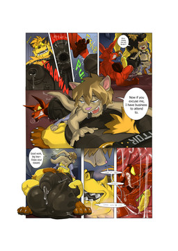 anthro anthro_pred anthro_prey balls balls_on_face cock_vore dialogue feet_first fur genitals internal male male_pred male_prey onomatopoeia penile penis red_body red_fur size_difference sound_effects text unwilling_prey vore yellow_body yellow_fur effee_draws mythology dergun hel_(shiretsuna) jarlo demon dragon mammal mink mustelid musteline mythological_creature mythological_scalie scalie true_musteline absurd_res comic english_text hi_res