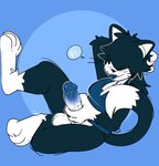 absurd_res anthro balls blep blue_background blue_body blue_fur blue_glans blue_hair blue_tongue bottomless clothed clothing domestic_cat erection fangs felid feline felis fur genitals glans gynomorph hair hi_res humanoid_genitalia humanoid_penis intersex mammal multicolored_body multicolored_fur penis presenting presenting_balls presenting_penis shirt shirt_only simple_background smile smirk smug smug_face solo tail teeth text tongue tongue_out topwear topwear_only trans_(lore) trans_woman_(lore) trixie_(flipbizkitwhimsy) two_tone_body two_tone_fur white_body white_fur xing1