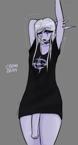 animal_genitalia animal_penis band_shirt big_penis biped black_choker black_clothing black_jewelry black_nails black_necklace black_shirt black_topwear bottomless bottomless_gynomorph bottomless_humanoid bottomless_intersex breasts choker clothed clothing collarbone colored_nails cute_fangs equine_genitalia equine_penis eye_bags eye_markings eye_through_hair eyebrow_through_hair eyebrows facial_markings fangs genitals glistening glistening_hair grey_background gynomorph gynomorph_humanoid hair head_markings humanoid_pointy_ears intersex intersex_humanoid jewelry long_ears long_hair markings moon_necklace moon_pendant nails necklace onomatopoeia penis pointy_ears purple_body purple_eyes purple_skin shirt simple_background slim_gynomorph slim_humanoid slim_intersex small_breasts solo sound_effects standing stretching stretching_arms teeth text tired topwear translucent translucent_hair white_hair wiggle creambeam blizzard_entertainment drowning_pool warcraft riinea_moongazer elf humanoid night_elf 2025 absurd_res artist_name hi_res portrait smaller_version_at_source three-quarter_portrait