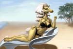 anthro beach bikini breasts clothed clothing female hooves looking_at_viewer pubes seaside skimpy solo swimwear two-piece_swimsuit anchors_art_studio equid equine horse mammal absurd_res hi_res