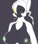 anthro big_breasts breasts female looking_at_viewer nipples one_eye_closed smile wink silveryfeather nintendo pokemon arceus generation_4_pokemon legendary_pokemon pokemon_(species) hi_res