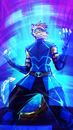 anthro brown_hair clothed clothing fur hair male smile solo standing tail yellow_body yellow_fur neotheta ash_(ashkelling) felid leopard mammal pantherine 2020 9:16 digital_media_(artwork) hi_res