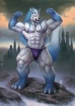 3_toes 5_fingers abs anthro anthrofied biceps big_muscles bulge clothing detailed_background feet fingers flexing humanoid_hands male multicolored_body muscular muscular_anthro muscular_arms muscular_legs muscular_male pecs purple_clothing purple_underwear solo toes two_tone_body underwear dalluwn nintendo pokemon mirthyywolf generation_3_pokemon mightyena pokemon_(species) 2018 signature