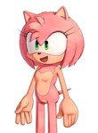 anthro bare_hands breasts featureless_breasts featureless_crotch female fur green_eyes nude open_mouth pink_body pink_fur simple_background solo white_background aoncyth sega sonic_the_hedgehog_(series) amy_rose eulipotyphlan hedgehog mammal 2024 hi_res