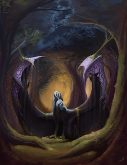 4_fingers 4_horns ambiguous_gender claws crystal crystal_horn detailed_background eyes_closed feral finger_claws fingers floating_horn forest front_view hair horn mane membrane_(anatomy) membranous_wings moss mouth_closed multi_horn nature outside plant pseudo_horn purple_body purple_scales quadruped scales sitting snout solo spread_wings tree wavy_horn white_hair white_mane wing_claws wings jadedragoness european_mythology mythology itasa_(jadedragoness) dragon mythological_creature mythological_scalie scalie western_dragon 2017 digital_media_(artwork) digital_painting_(artwork) full-length_portrait hi_res painting_(artwork) portrait signature