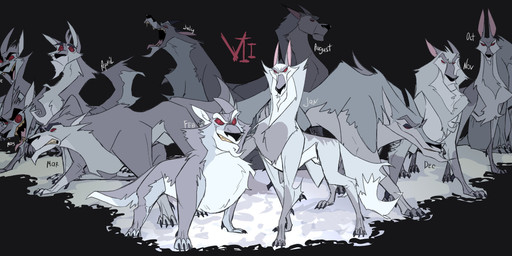 action_pose ambiguous_gender beard clenched_teeth facial_hair feral fur grey_body grey_fur group multicolored_body multicolored_fur open_mouth pose quadruped red_eyes sharp_teeth silly simple_background size_difference smile snout teeth text tongue tongue_out two_tone_body two_tone_fur white_body white_fur marcie_montis canid canine canis mammal wolf absurd_res digital_drawing_(artwork) digital_media_(artwork) hi_res
