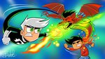 black_eyes black_hair blue_background breath_powers duo elemental_manipulation fight fire fire_breathing fire_manipulation green_eyes green_hair hair highlights_(coloring) male red_body red_scales scales simple_background white_hair yellow_body yellow_scales butch_hartman american_dragon:_jake_long danny_phantom death_battle disney mythology nickelodeon danny_fenton jake_long dragon ghost human mammal mythological_creature mythological_scalie scalie spirit 16:9 hi_res widescreen