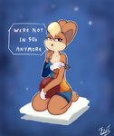 anthro ball basketball_(ball) clothing female kneeling looking_at_viewer solo fantharubi looney_tunes warner_brothers lola_bunny lagomorph leporid mammal rabbit hi_res