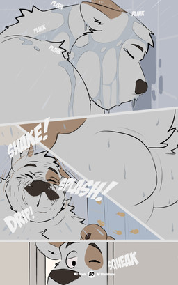 after_bath anthro areola barazoku bathing bathroom big_butt biped black_eyebrows black_eyes black_nose bottomless butt clothed clothing drip_effect dripping eyebrows eyes_closed fingers fur fur_markings hair male manly markings mature_anthro mature_male monotone_body monotone_fur mostly_nude muscular muscular_anthro muscular_male neck_tuft neutral_expression nude one_eye_closed onomatopoeia overweight overweight_anthro overweight_male patreon_logo patreon_username shake shaking shaking_head short_hair simple_background solo sound_effects splash tail text toony topless tuft twitter_logo water wet white_body white_fur vitashi patreon twitter canid canine canis domestic_dog mammal 2025 absurd_res artist_name comic digital_media_(artwork) hi_res sequence signature