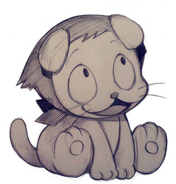 :3 big_eyes daww feral good_boy open_mouth simple_background sitting sitting_on_ground solo tongue whiskers white_background ichthy0stega nintama_rantarou hem_hem canid canine canis domestic_dog mammal 2015 sketch