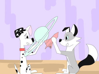 black_ears black_nose black_spots blue_sclera collar duo female feral floppy_ears fur heterochromatic_ears male pink_inner_ear red_collar spots toony white_body white_fur white_paws white_spots buddyunicorn777 101_dalmatian_street 101_dalmatians disney dylan_(101_dalmatians) summer_(101_dalmatians) border_collie canid canine canis collie dalmatian domestic_dog herding_dog mammal pastoral_dog sheepdog 4:3 absurd_res hi_res