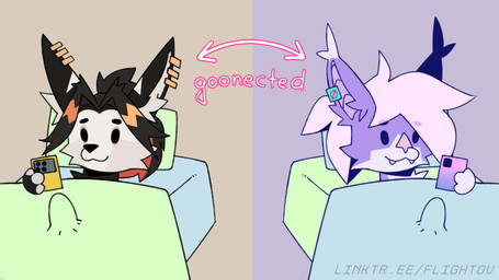 anthro bed bedroom bulge duo ear_piercing electronics furniture male phone piercing flightov midnight_flight_(character) yana_(kochack) bat kangaroo macropod mammal marsupial meme