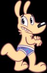 anthro barefoot black_eyes black_nose blue_briefs blue_clothing blue_underwear briefs briefs_only clothed clothing feet fur male pattern_briefs pattern_clothing pattern_underwear simple_background solo standing tan_body tan_fur teeth_showing topless transparent_background underwear underwear_only goronic nickelodeon rocko's_modern_life rocko_rama macropod mammal marsupial wallaby alpha_channel digital_media_(artwork) full-length_portrait portrait