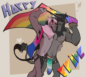 5_fingers anthro armpit_hair biped bisexual_pride_colors black_body black_clothing black_eyes black_fur black_hair black_jockstrap black_mane black_underwear body_hair brown_body brown_fur bulge clothed clothing duo elderly fingernails fingers fur gesture grey_body grey_fur hair hair_over_eyes hand_on_hip heart_symbol holding_object jockstrap jockstrap_only lgbt_pride male male/male mane nails navel nipples pink_hair pink_mane pride_color_clothing pride_color_jockstrap pride_colors rainbow_flag rainbow_pride_flag rainbow_symbol red_sclera simple_background standing tail tail_gesture tail_heart topless underwear underwear_only walking white_background dracks lgbt_pride_month elijah_(dracks) lazarus_(dracks) felid lion mammal pantherine 2026 absurd_res hi_res