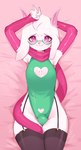 anthro armwear blush bulge clothed clothing dakimakura eyewear femboy fur highleg highleg_leotard legwear leotard looking_at_viewer lying male on_back pink_eyes scarf smile solo thick_thighs thigh_highs tight_clothing white_body white_fur wide_hips fredek666 deltarune undertale_(series) ralsei bovid caprine goat mammal dakimakura_design digital_media_(artwork) hi_res shaded