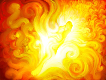 abstract_art ambiguous_gender anthro eyes_closed fire floppy_ears glowing nude paws solo warm ink-the-artist lagomorph leporid mammal rabbit 2025 hi_res warm_colors