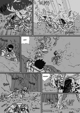 anthro armor blood bodily_fluids dialogue forest group hairy male muscular muscular_male plant snow text tree wounded husky92 european_mythology greek_mythology mythology bovid bovine humanoid leshy mammal minotaur monster orc comic english_text hi_res monochrome multiple_scenes