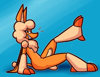 anthro bag balls black_eyes claws cute_fangs erection fangs feet finger_claws fur genitals grin half-closed_eyes leaning leaning_backward looking_at_viewer male narrowed_eyes nude orange_body orange_fur penis raised_leg red_claws red_nose side_view sitting smile solo talons tan_balls tan_body tan_fur tan_inner_ear tan_penis teeth toe_claws toes winged_arms wings ultilix bat mammal 2025