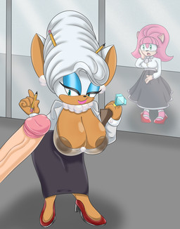 anthro beehive_hairdo big_breasts big_penis bottomwear breasts clothed clothing ear_piercing ear_ring emerald_(gem) erection female female_focus footwear gem genitals group high_heels huge_breasts huge_penis humanoid_genitalia humanoid_penis jewelry long_penis looking_at_genitalia looking_at_penis looking_through looking_through_window male male/female necklace nipples no_bra pearl_(gem) pearl_necklace pencil penis piercing ring ring_piercing shoes skirt solo_focus surprised trio vein veiny_penis rougethedaisy sega sonic_the_hedgehog_(series) amy_rose rouge_the_bat absurd_res alternate_version_at_source hi_res