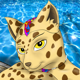 anthro bath bathing female fur jewelry looking_at_viewer smile solo water yellow_eyes tailsoft cheetah felid feline mammal 1:1 2016 absurd_res digital_media_(artwork) hi_res