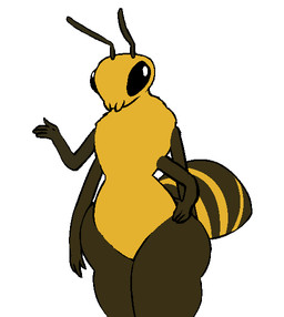 ambiguous_gender anthro multi_limb simple_background solo thick_thighs white_background wide_hips jam_(artist) arthropod bee hymenopteran insect aliasing binary_drawing digital_drawing_(artwork) digital_media_(artwork)