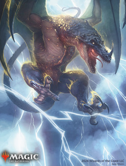 ambiguous_gender claws feral flying horn light membrane_(anatomy) membranous_wings open_mouth sharp_teeth solo tail teeth tongue tongue_out wings xavier_ribeiro hasbro magic:_the_gathering mythology wizards_of_the_coast dragon mythological_creature mythological_scalie scalie 2024 absurd_res digital_media_(artwork) hi_res lighting official_art