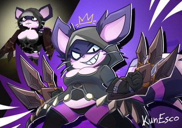 action_pose anthro armor belly big_breasts big_tail breasts cleavage cloak clothed clothing female fur grin holding_melee_weapon holding_object holding_weapon hood legwear looking_at_viewer markings melee_weapon narrowed_eyes panties pantsless pose purple_background purple_body purple_fur shortstack shortstack_female simple_background slightly_chubby slightly_chubby_anthro slightly_chubby_female smile solo standing striped_markings striped_tail stripes tail tail_markings thigh_highs underwear vambrace weapon whiskers kunesco atlyss fan_character chang_(atlyss) mammal rodent 2026 digital_drawing_(artwork) digital_media_(artwork) portrait reference_image signature three-quarter_portrait