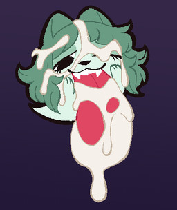 alternate_form alternate_species anthro bodily_fluids cum cum_covered cum_on_eye cum_on_face cum_on_tongue drooling fangs female genital_fluids long_tongue messy one_eye_closed saliva solo teeth tongue tongue_out wink wonderslug mario_bros nintendo pepper_(wonderslug) boo_(mario) ghost spirit low_res