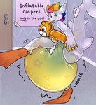 anthro big_diaper bodily_fluids claws clothed clothing cum cum_in_diaper diaper door door_handle doorknob flippers genital_fluids head_tuft huge_diaper inflatable inflatable_diaper leaking_cum looking_back machine male pattern_diaper pool_toy sign smile solo swim_ring swim_ring_with_face tail text translucent tuft unclean_diaper urine used_diaper vehicle wearing_diaper wearing_swim_ring wet_diaper wetting zombineko faraday_(zoran) animate_inanimate kaiju living_inflatable absurd_res hi_res