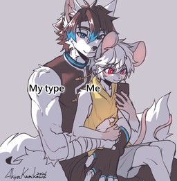 adolescent anthro bandage blue_eyes blush blush_lines bottomwear butt claws clothed clothing duo finger_claws fingerless_gloves fluffy fluffy_tail fur gloves handwear hug intimate kemono male male/male on_lap pointy_ears red_eyes shorts sitting sitting_on_another sitting_on_lap size_difference sleeveless_topwear tail white_body white_fur young young_anthro young_male akiya_kamikawa furrybar chang_wen riz_(akiya_kamikawa) canid canine canis mammal murid murine rat rodent wolf 2026 hi_res adult_(lore)