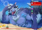 abs anthro blue_body blue_fur fur livestream long_tongue male muscular muscular_anthro muscular_male nipples pecs shirtless solo streaming tongue toranoyouhei lifewonders tokyo_afterschool_summoners tindalos_(tas) canid canine canis mammal wolf absurd_res hi_res