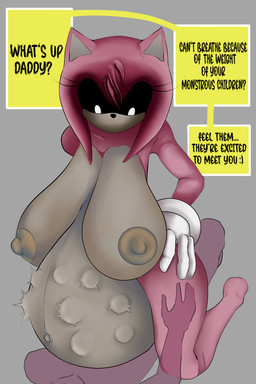 anthro areola baby_bump belly big_belly big_breasts black_body black_fur breasts clothing dialogue dominant dominant_female duo female female_anthro female_penetrated fetal_movement fur gloves hair handwear huge_belly huge_breasts hyper hyper_belly hyper_breasts hyper_pregnancy interspecies macro macro_female male male/female male_penetrating male_penetrating_female nightmare_fuel nipples not_furry nude penetration pink_body pregnant pregnant_anthro pregnant_female pregnant_sex sex simple_background size_difference solo_focus speech_bubble stated_paternity submissive submissive_male teratophilia text thick_thighs white_eyes unfunny_kitty archie_comics sega sonic_the_hedgehog_(archie) sonic_the_hedgehog_(comics) sonic_the_hedgehog_(series) the_backrooms amy_rose fan_character animal_humanoid backrooms_creature eulipotyphlan hedgehog human humanoid mammal mammal_humanoid monster smiler_(the_backrooms) absurd_res digital_media_(artwork) english_text hi_res