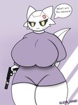 angry anthro big_breasts breasts clothed clothing female gun holding_object holding_weapon huge_breasts huge_thighs looking_at_viewer ranged_weapon simple_background solo speech_bubble text thick_thighs weapon blista_kanjo iker_(zaclyn) aquatic_gastropod gastropod marine mollusk nudibranch sea_slug slug 3:4 digital_media_(artwork) english_text hi_res shaded watermark