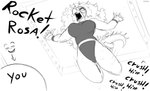 5_fingers anthro big_breasts breasts clothing curvy_figure dialogue duo eyelashes facial_horn female fingers hair head_spikes horn leotard long_hair long_tail lucha_libre_mask mask midair motion_lines nose_horn open_mouth spiked_tail spikes spikes_(anatomy) sports_mask sportswear tail text thick_thighs voluptuous voluptuous_anthro voluptuous_female wrestling wrestling_mask yeik_art cavemanon_studios goodbye_volcano_high snoot_game rosa_(gvh) aquilops ceratopsian dinosaur ornithischian prehistoric_species reptile scalie 2025 english_text hi_res monochrome sketch