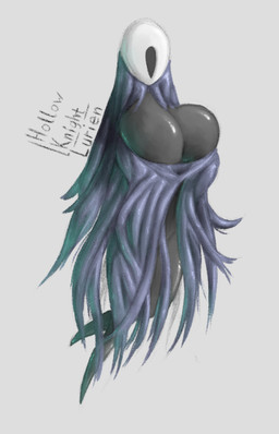 anthro big_breasts breasts cloak clothed clothing crossgender deep_cleavage female mask simple_background skimpy solo yourstrulygarbage hollow_knight_(franchise) team_cherry lurien_(hollow_knight) arthropod 9:14 absurd_res hi_res