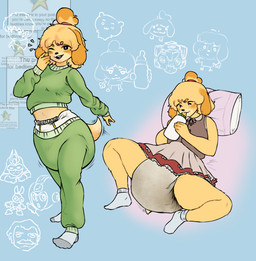 ageplay anthro baby_bottle big_diaper blonde_hair bodily_fluids bottomwear clothed clothing diaper diaper_under_clothing diaper_under_skirt feces female footwear fur genital_fluids hair infantilism looking_at_viewer lying on_back one_eye_closed pajamas pillow roleplay simple_background skirt socks soiled_diaper soiling solo tail tail_motion tailwag unclean_diaper urine used_diaper wearing_diaper wet_diaper yellow_body yellow_fur eggddemon animal_crossing nintendo isabelle_(animal_crossing) canid canine canis domestic_dog mammal shih_tzu toy_dog 2025 digital_drawing_(artwork) digital_media_(artwork) hi_res