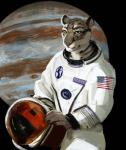 2018 american_flag anthro armor claws clothed clothing felid feline headgear helmet hi_res holding_object hriscia jupiter_(planet) male mammal pantherine patch_(fabric) planet snow_leopard solo spacesuit united_states_of_america whiskers