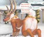 animal_genitalia animal_penis anthro antlers anus backsack balls bell butt christmas_decorations dialogue drunk duo equine_genitalia equine_penis genitals horn laugh male multicolored_body party penis presenting presenting_anus presenting_hindquarters scut_tail short_tail snow solo_focus speech_bubble substance_intoxication tail text two_tone_body winter thaelen deer mammal new_world_deer reindeer 6:5 absurd_res english_text hi_res