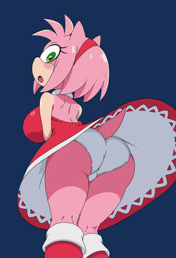 anthro big_breasts breasts butt clothed clothing female fur green_eyes hair looking_at_viewer low-angle_view panties rear_view simple_background solo thick_thighs underwear upskirt white_clothing white_panties white_underwear wide_hips the-sonic-x sega sonic_the_hedgehog_(series) amy_rose eulipotyphlan hedgehog mammal alpha_channel digital_media_(artwork) hi_res