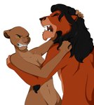 5_fingers anthro anthrofied black_mane black_nose breasts brown_body brown_fur brown_nose clenched_teeth duo eye_scar eyes_closed facial_scar fangs female fight fingers fur male male/female mane mane_pull navel nude nude_anthro nude_female nude_male open_mouth pain scar teeth sempers disney the_lion_king sarabi_(the_lion_king) scar_(the_lion_king) felid lion mammal pantherine 2024 absurd_res hi_res