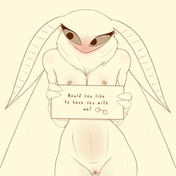 antennae_(anatomy) anthro black_eyes blush blush_lines breasts eyelashes female freckled_face freckles fur genitals hair insect_wings lepidopteran_wings long_eyelashes nipple_dip nipples nude sign simple_background soft_abs solo tail text vulva wings judy_anon rosie_(judy_anon) arthropod butterfly insect lepidopteran mammal moth 1:1 2026 digital_drawing_(artwork) digital_media_(artwork) english_text hi_res monochrome sketch