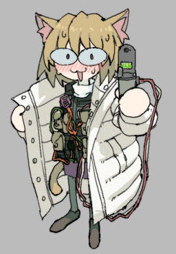 :3 animal_ears blonde_hair blush bodily_fluids bomb cat_smile cat_tail cellphone clothed clothing coat electronics explosives female flip_phone grey_background hair holding_object holding_phone imminent_death imminent_suicide jacket legwear looking_at_viewer mitten_hands nervous nervous_smile open_clothing open_coat open_mouth open_smile open_topwear pantyhose phone simple_background smile solo standing suicide_bomber sweat sweatdrop topwear white_clothing wide_eyed wire pantsu-ripper tsukihime type-moon neco-arc animal_humanoid cat_humanoid domestic_cat felid felid_humanoid feline feline_humanoid felis humanoid mammal mammal_humanoid neco_spirit 2024 full-length_portrait portrait
