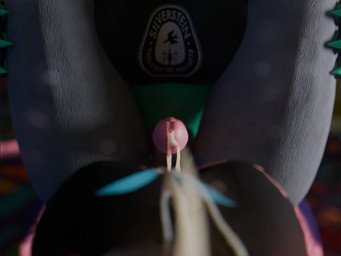 anal anal_penetration anthro band_merch blurred_background bodily_fluids clothed clothing cum cumshot cumshot_on_chest duo ejaculation first_person_view genital_fluids genitals gynomorph gynomorph/gynomorph inside intersex intersex/intersex partially_clothed penetration penis sex sanythefox hilda_(rosethegoat) rose_(rosethegoat) bovid caprine goat mammal novabeast 3d_(artwork) 4:3 absurd_res digital_media_(artwork) hi_res