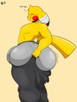 anthro big_butt bottomwear bottomwear_pull bulge butt clothing clothing_pull dipstick_ears ear_markings ellipsis eyes_closed huge_butt huge_thighs male multicolored_ears pants pants_pull pulling_up_pants solo struggling_to_fit text thick_thighs tongue tongue_out underwear yellow_body omegabrawl nintendo pokemon tight_pants_(meme) generation_1_pokemon pikachu pokemon_(species) 3:4 english_text hi_res meme