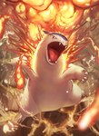 5_fingers ambiguous_gender elemental_manipulation fingers fire fire_manipulation open_mouth red_eyes solo teeth tongue supearibu nintendo pokemon generation_2_pokemon pokemon_(species) typhlosion 2021 hi_res