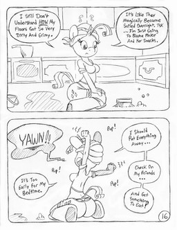 anthro appliance brush bucket cabinet cleaning cleaning_brush cleaning_tool clothed clothed_anthro clothed_female clothing container cutie_mark dialogue eyelashes female floor fully_clothed fully_clothed_anthro fully_clothed_female horn kitchen kitchen_appliance oven panties pots solo speech_bubble stove stretching stretching_arms text underwear unicorn_horn circe_(artist) friendship_is_magic hasbro my_little_pony mythology rarity_(mlp) equid equine mammal mythological_creature mythological_equine unicorn comic english_text monochrome traditional_media_(artwork)