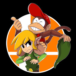 5_toes annoyed barefoot belt blonde_hair clothing conjoined_eyes duo feet gesture hair hand_gesture hat headgear headwear humanoid_pointy_ears logo male pointy_ears prehensile_feet short_hair smile soles thumbs_up toes ohheydj donkey_kong_(series) nintendo super_smash_bros. the_legend_of_zelda wind_waker diddy_kong toon_link haplorhine humanoid hylian mammal monkey primate 1:1 crossover